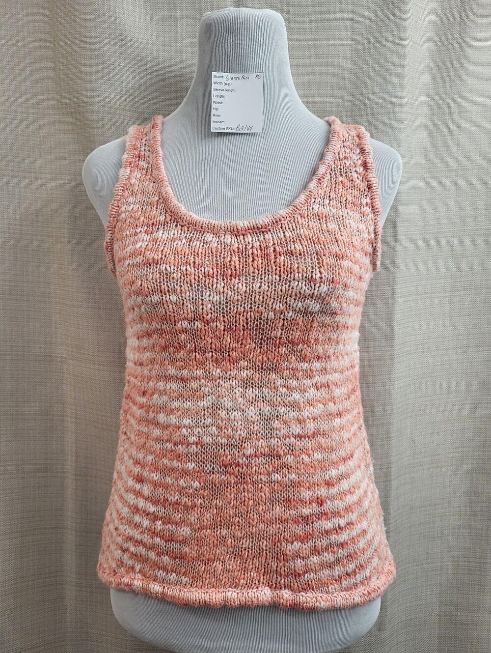 Gianni Bini Women's Peach Eggshell Loose Knit Tank Top Sleeveless Soft Size XS